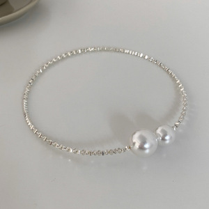 <span class=keywords><strong>Collier</strong></span> double couche torsadé en argent écrasé <span class=keywords><strong>et</strong></span> perles brillantes Boho Minimalist Vintage Elegant Delicacy Jewelry Sets for Women - Product Image 5