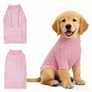 Sweater Anjing Rajut Bergaris Mewah Buatan Tangan Klasik Modern Dapat Dicuci Pakaian Hewan Peliharaan Berkualitas Tinggi Bahan Bernapas Ukuran Besar - Product Image 3