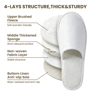 Chaussons jetables pour adultes en polaire brossée, semelle antidérapante en lin, taille unique, enveloppants, pour hôtels et maisons d'hôtes (vente en gros) - Product Image 5