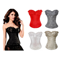 Fasion Floral Pattern Sexy Cintura Corsé Blanco Gótico Steampunk Oro Top Underbust Corset Shapewear Top