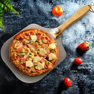Hot Sale profession elle Küchengeräte große runde Holzgriff Aluminium Backs chaufel drehen Pizza schälen