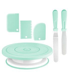 Juego de mesa para decoración de pasteles de 6 piezas, plato giratorio redondo de plástico para pasteles para hornear alimentos, uso comercial, juego giratorio de pasteles de plástico - Product Image 1