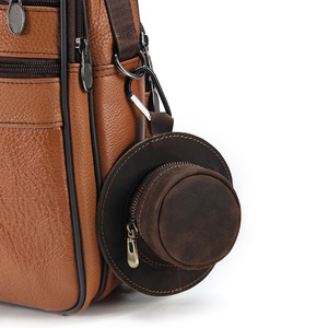 Vintage Genuine Leather Mini Coin <b>Purse</b> Handmade <b>Small</b> Keychain Pendant Unisex Solid Color Below 2 Inch Spring 2024 - Product Image 1