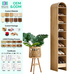 BH 67 "<span class=keywords><strong>ตู้</strong></span><span class=keywords><strong>เก็บ</strong></span><span class=keywords><strong>รองเท้า</strong></span>ทรงสูง, ชั้น<span class=keywords><strong>ว</strong></span>างรองเท้าไม้8ชั้นพร้อมชั้นวางปรับระดับได้3ชั้นสำหรับทางเข้าห้องโถงห้องนั่งเล่น - Product Image 1