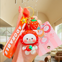 En gros Porte-clés Chat Fruité, Poupée en Peluche Mignonne, Breloque de Sac, Ensemble de Pendentifs Couple Animaux de Dessin Animé, Cadeau Kawaii pour Sac à Dos
