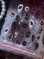 Nouveauté tendance : Autocollants pour ongles gothiques 5D holographiques, yeux maléfiques, brillants, décoration pour ongles d'Halloween