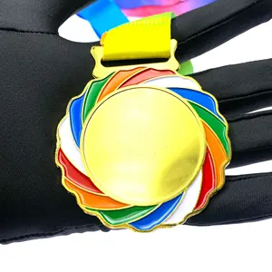 trophies and taekwondo medals ,custom gymnastics medal award,Custom sport blank medal ribbon Child sports game rainbow medal