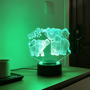 Lampe de nuit moderne en acrylique 3D à illusion d'optique personnalisée, motif grand et petit éléphant, licorne de dessin animé, lampe intelligente pour maison connectée, télécommande LED - Product Image 3
