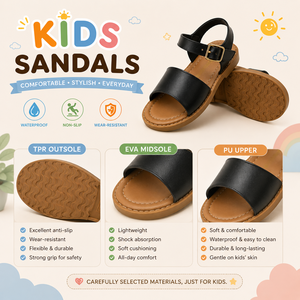Sandales pour enfants en gros, sandales d'école pour filles, chaussures pour bébés avec semelle extérieure en TPR et tige en PU - Product Image 3