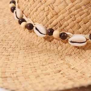 Nouveau Chapeau de Soleil d'Été Fait Main en Paille de Raphia, Style Cowboy, Design Creux, Chapeau de Plage Décontracté avec Décoration Coquillages - Product Image 2