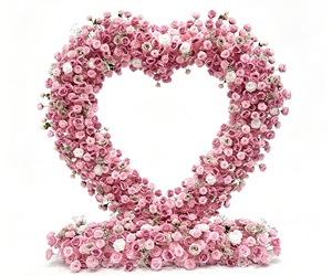 Arco Floreale a Forma di Cuore <span class=keywords><strong>con</strong></span> Rose Rosse, Insegna al Neon 'Sposami', Cornice Floreale Artificiale per Proposte di Matrimonio, Decorazione per Feste e Scenografie - Product Image 6