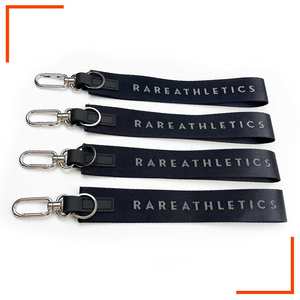 Custom Printed Logo Woven Nylon Jacquard Keychain Short Wrist Lanyard With High Quality Metal <b>Hook</b> - Product Image 1
