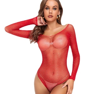Body en nylon grande taille, style <span class=keywords><strong>bikini</strong></span>, ODM, transfrontalier Europe-Amérique, en maille brillante et sexy, avec strass estampés à chaud, haut en maille à découpes, style audacieux - Product Image 5