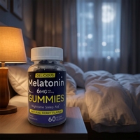 Gummies véganes à la mélatonine OEM pour un meilleur sommeil, saveurs fruitées naturelles, soutien au sommeil à base de plantes, complément apaisant et relaxant pour le bien-être
