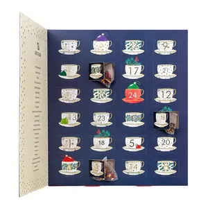 Tái Chế Bookshaped Tear Off Advent Lịch Hộp Giấy Trà Thủ Công 24 Ngày