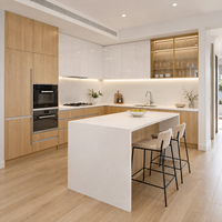 Carpenterie de cuisine sur mesure avec finitions en grain de bois et en couleur unie pour les projets de développement immobilier en Australie