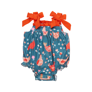 SR4018 RTS Mono de Manga Corta para Bebés y Niños, Diseño a Cuadros con Flores, Venta al por Mayor - Product Image 3