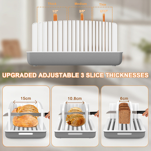 Foldable <b>Bread</b> Slicer with Wooden Chopping Blocks Manual Knife Crumb Catcher Tray Baking & Pastry Tool - Product Image 4