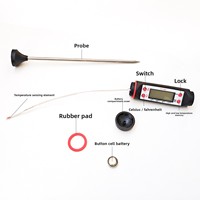 Thermomètre alimentaire numérique avec sonde longue, thermomètre de cuisine à lecture instantanée pour la cuisson, les bonbons, la viande, le barbecue, la mesure de la température des liquides