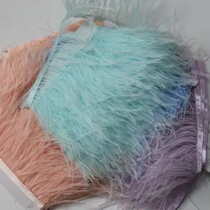 Wholesale Cheap Ostrich Feather Lace Trims Dyed Fluffy Fringes For Sewing Crafts Clothing Accessories