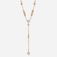 Collier pendentif élégant plaqué or avec pierres rondes en zircone cubique, chaîne serpent, bijoux classiques pour femmes pour mariage