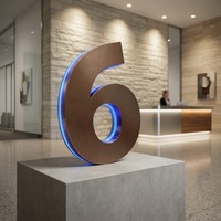 Huruf Stainless Steel Custom dengan Lampu LED, Papan Nama 3D Logam dengan Lampu LED untuk Logo Dinding Toko