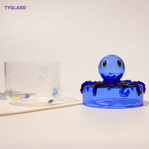 Contenedor de almacenamiento de vidrio decorativo personalizado, organizador de escritorio, lata para hacer velas, almacenamiento de oficina, tarros de candelas de vidrio con tapas - Product Image 1