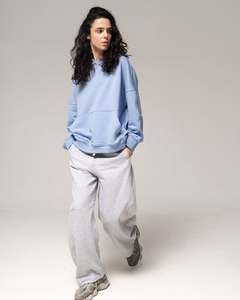 Sky <b>Blue</b> Ladies <b>Hoodie</b> Soft Fleece Pullover Relaxed Fit Drop Shoulder Long Sleeve Casual Streetwear Warm Top Custom Logo - Product Image 3
