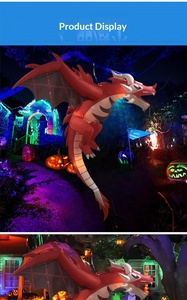 Dinosauro Gonfiabile di Halloween Rosso e <span class=keywords><strong>Bianco</strong></span> da 1,5m con LED e Effetto Fiamma, Drago Stile Americano per Decorazione Giardino e Feste - Product Image 6