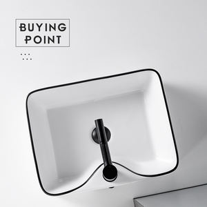 <span class=keywords><strong>Lavabo</strong></span> de línea negra blanca de alta calidad sobre encimera <span class=keywords><strong>Lavabo</strong></span> Art Basin Fregaderos de baño de cerámica - Product Image 2