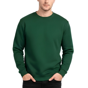Sweat-shirt en molleton de coton vert foncé personnalisé pour homme, col rond, épais, vêtements de sport, fabricant - Product Image 1