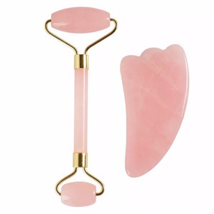 Jade Roller para cara y Gua Sha Set-Rose Quartz Roller-100% Natural Jade Stone para antienvejecimiento - Product Image 1