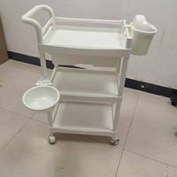 Chariot de spa, mobilier de salon de beauté en plastique avec roulettes, chariot de salon blanc avec tiroir, chariot de rangement pour coiffeur