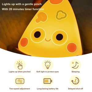 Lámpara Nocturna LED Pequeña Recargable, Lámpara de Mesa Kawaii de Silicona con Forma de Pizza, Luz USB LED para Decoración de Habitación Infantil - Product Image 4