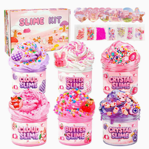 Kit de Slime Rosa para Niñas con Nubes de Mantequilla, Cristales, Chispas de Arcilla y Lindos Adornos de Animales - Product Image 1