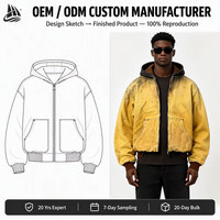 Blouson surdimensionné personnalisé délavé à l'acide pour homme, en coton épais, style workwear vintage avec capuche, en toile de canard vierge pour l'hiver