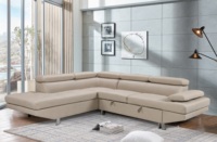 Canapé-lit modulable en L avec tête de lit et port USB, mobilier moderne pour la maison, avec revêtement en tissu pour chambre et salon