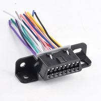 Cable OBDII de 16 pines con terminal fijo hembra J1962F a extremo abierto, 10 cm, cableado de núcleo completo con codificación de color