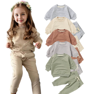 カスタムロゴ入りベビー・キッズ用ツーピース、男の子・女の子用フーディートラックスーツ、幼児・子供用ジョガーセット、ベビー・キッズ用 - Product Image 2