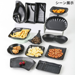 Black <b>melamine</b> tableware, creative small <b>plates</b> for bars and KTVs, uniquely shaped snack dishes, plastic fries <b>plates</b>, - Product Image 4