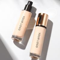 Fournisseur de cosmétiques propose un échantillon de fond de teint liquide naturel imperméable à couvrance totale en 12 couleurs, en bouteille de verre, pour marque propre.