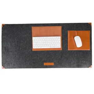 High Quality Faux Leather Mouse Pad Portable Non Slip Keyboard Mat Custom Logo Office Table Protector 90x45 CM Felt Desk Mat