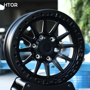 عجلات HTOR الجديدة المطلية 6X135 6X139 مقاس 16 و17 بوصة، سوداء غير لامعة متعددة الأذرع، مصنوعة بالطرق الصلبة للطرق الوعرة، مع حافة مغلقة، لسيارات الدفع الرباعي والشاحنات مثل F150 - Product Image 1