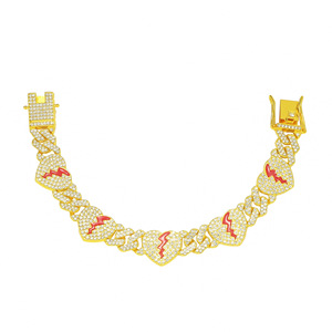 New Hot Selling Simple Design Heart Shape Chain Bracelet Street Hiphop Style Men's Alloy Chain Bracelet Wholesale Jewelry Trendy - Product Image 3