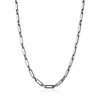 Nouvelle Chaîne en Acier Inoxydable Plaqué Argent, Maillons Type Câble 4MM, Colliers Chaîne Trombone pour Femmes et Hommes