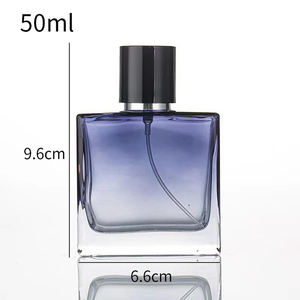 Venta al por mayor 30ML 50ML Flat Square Black Gradient Blue Mens Botella de perfume vacía con tapa - Product Image 6