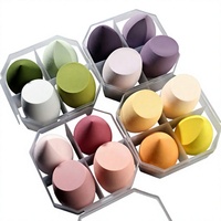 Coffret en forme de cœur avec éponge de maquillage transparente motif goutte d'eau et outil de beauté pour fond de teint cushion