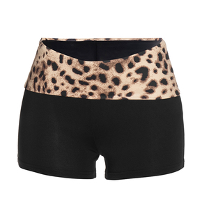 Viviblook J26ST410 Women Autumn Shorts Set Round Neck Leopard Print <b>Long</b> <b>Sleeved</b> <b>Crop</b> Top Low Waist Shorts Two Piece Set - Product Image 6