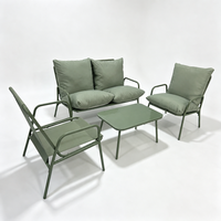 Ensemble de meubles d'extérieur Uplion KD au design moderne, 4 pièces, canapé de jardin avec table en verre et métal