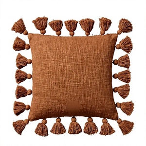 Handwoven Cotton Tassel Decorative Outdoor Cushion Vintage Geometric Pattern Handtufted <b>Throw</b> Pillow - Product Image 1
